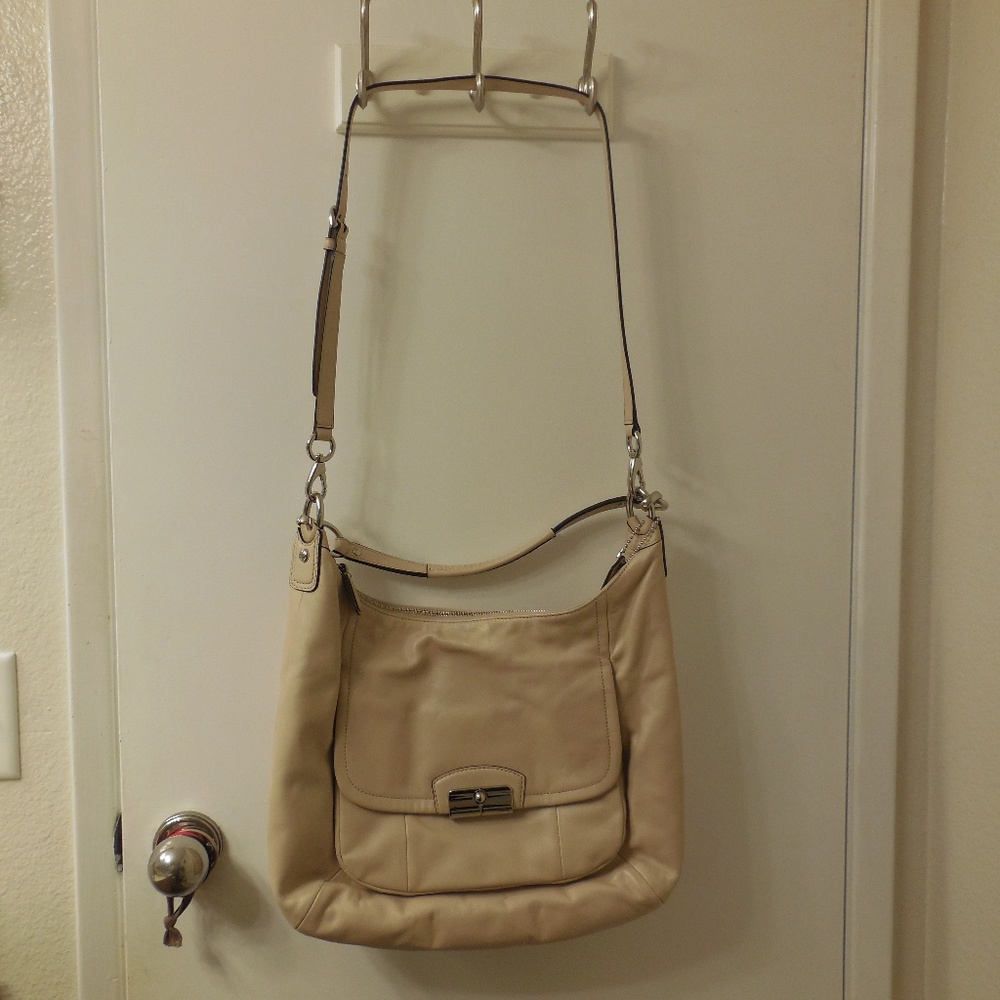 Coach Kristen Leather Hobo Bag in Champagne